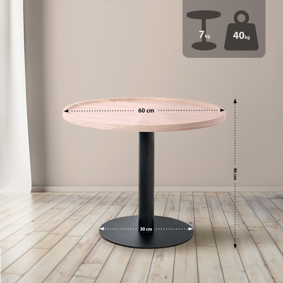 Bijzettafel Aspen eik,L eiche