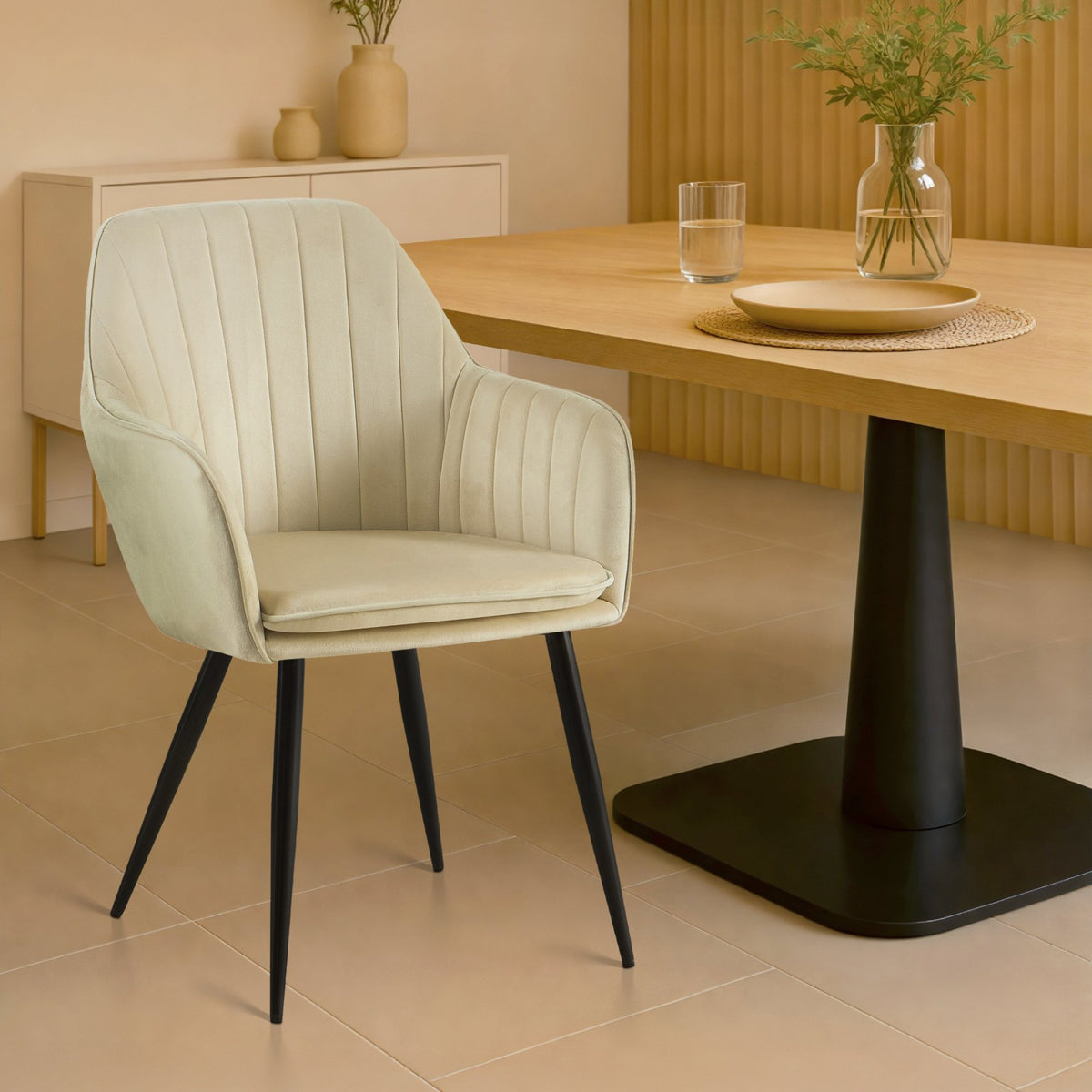 Eetkamerstoel Cheryl creme,zwart creme