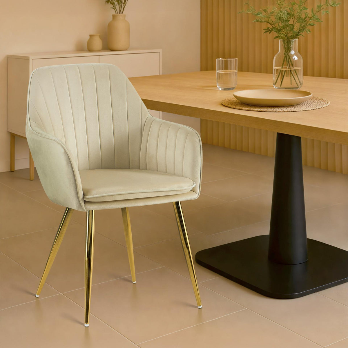 Eetkamerstoel Cheryl creme,goud creme