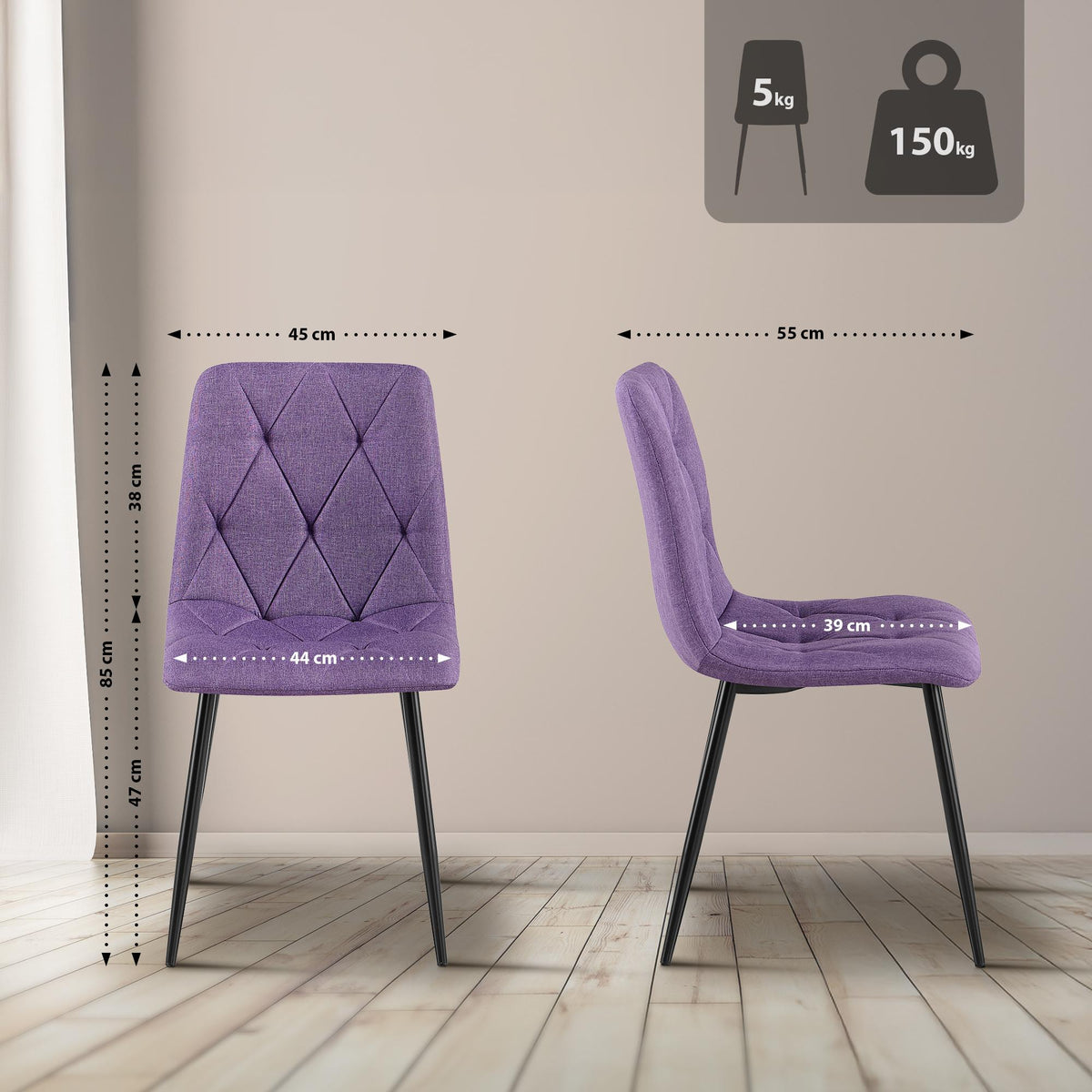 Eetkamerstoel Clairton fluweel Stof,purper lila