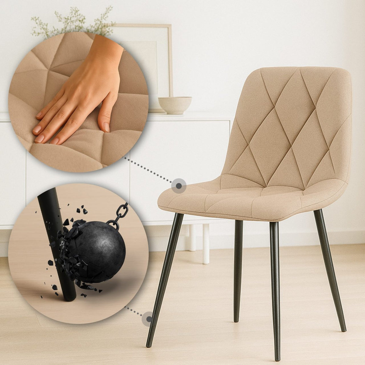 Eetkamerstoel Clairton fluweel Stof,taupe taupe