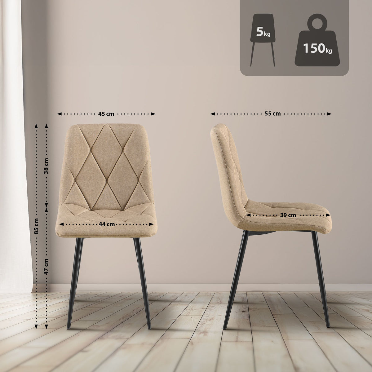 Eetkamerstoel Clairton fluweel Stof,taupe taupe