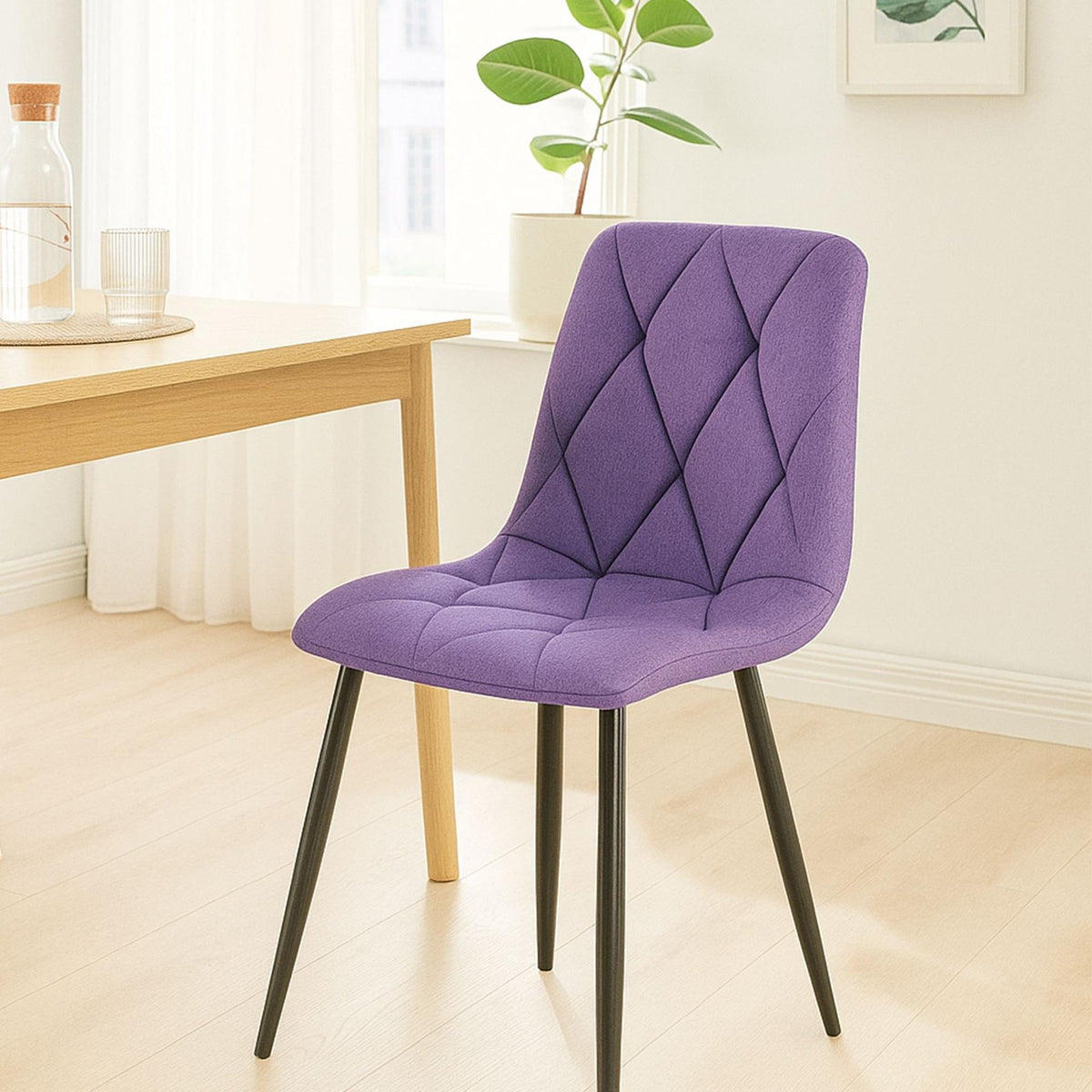 Set van 2 Eetkamerstoelen Clairton purper,Stof lila