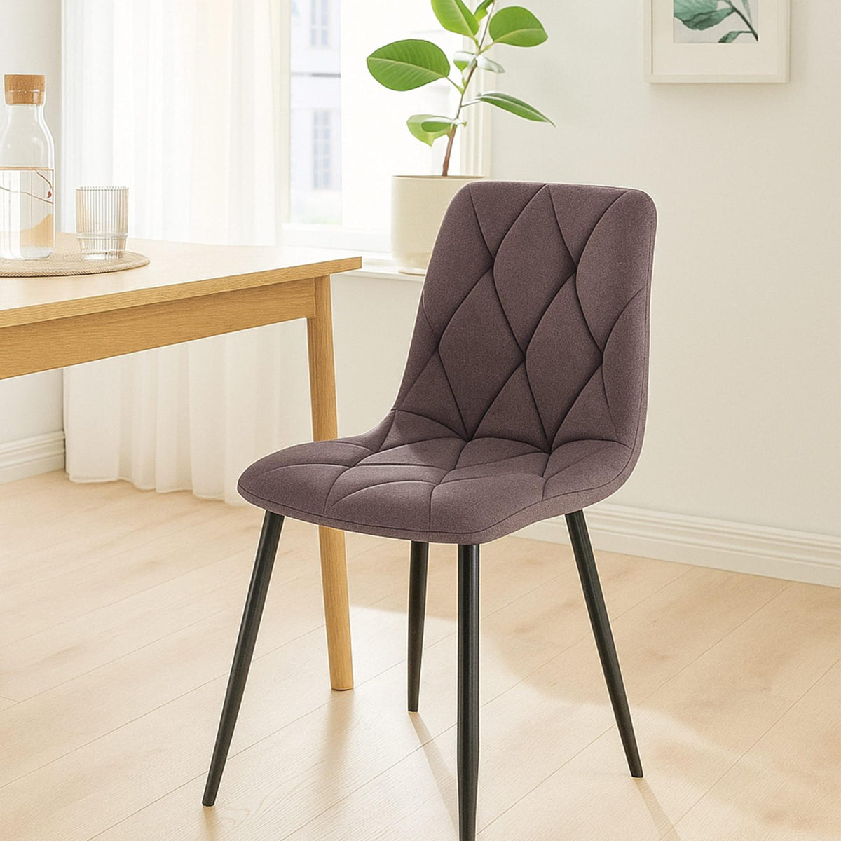 Set van 2 Eetkamerstoelen Clairton bruin,Stof braun