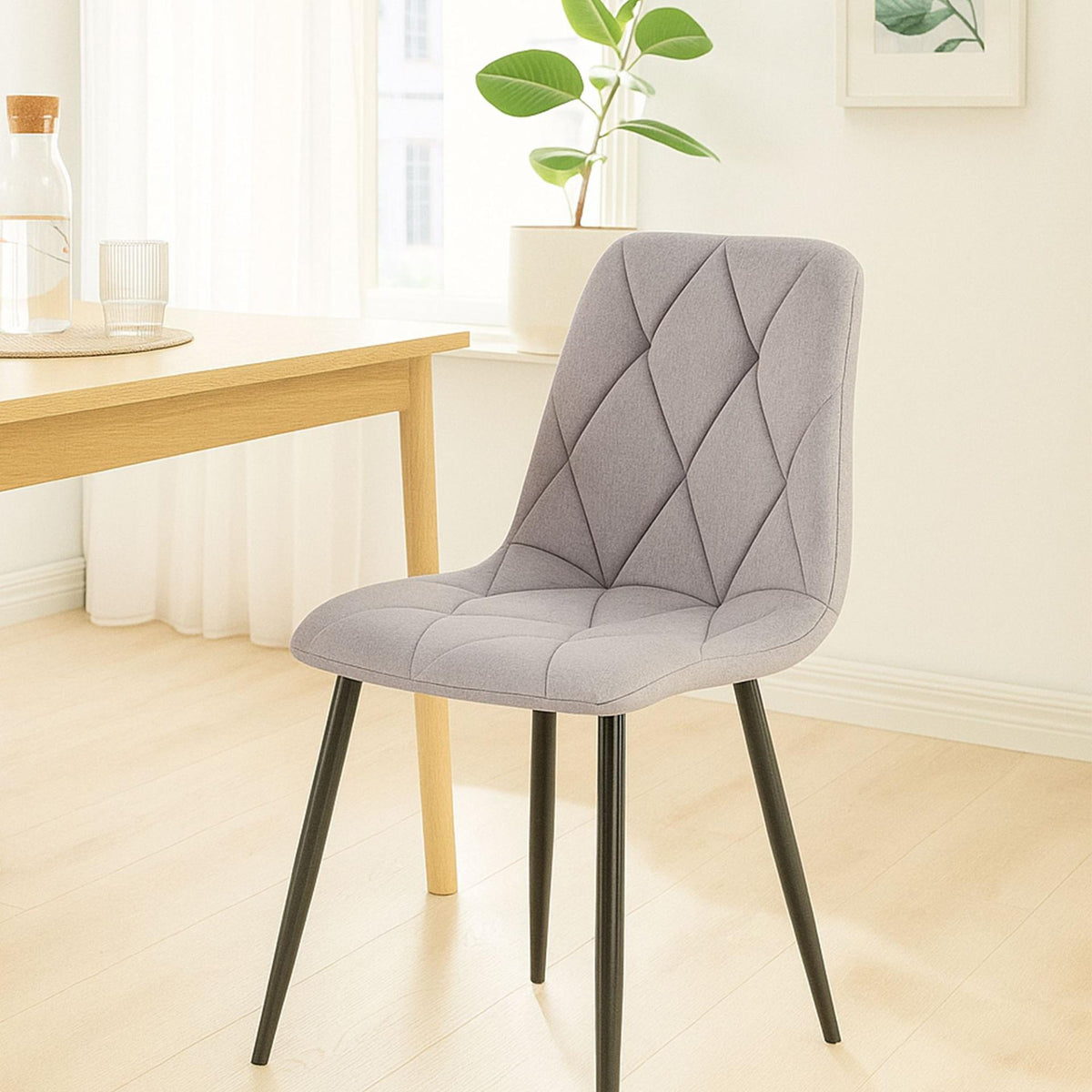 Set van 2 Eetkamerstoelen Clairton licht grijs,Stof hellgrau