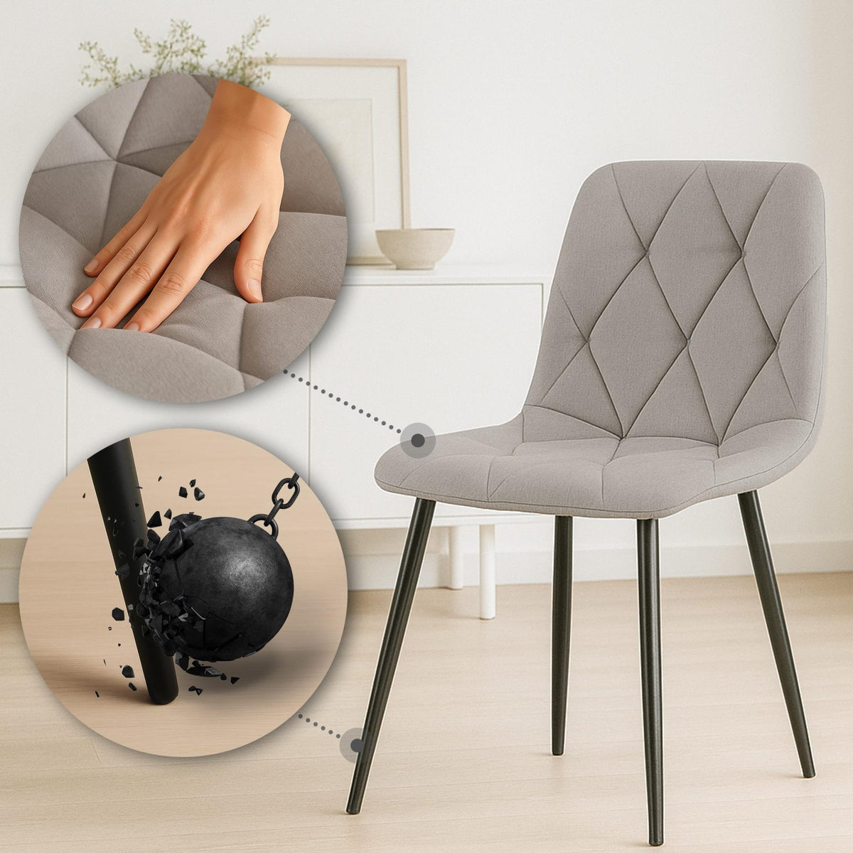 Set van 2 Eetkamerstoelen Clairton licht grijs,Stof hellgrau