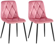 Set van 2 Eetkamerstoelen Clairton rosa,Fluweel rosa