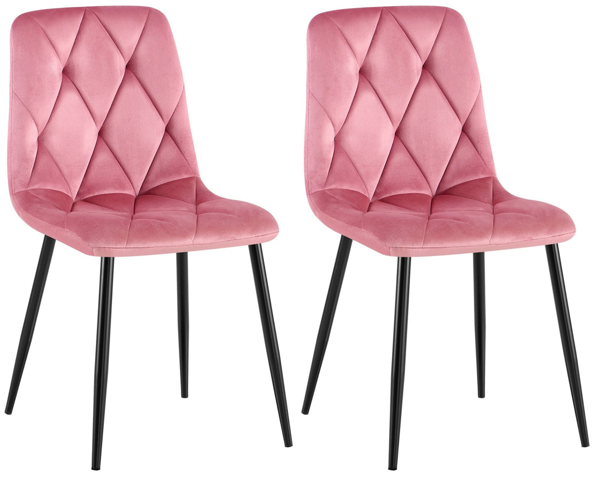 Set van 2 Eetkamerstoelen Clairton rosa,Fluweel rosa