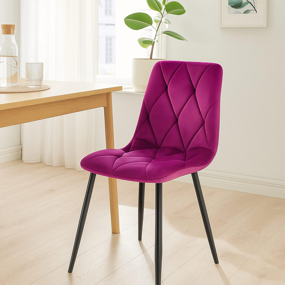 Set van 2 Eetkamerstoelen Clairton purper,Fluweel lila