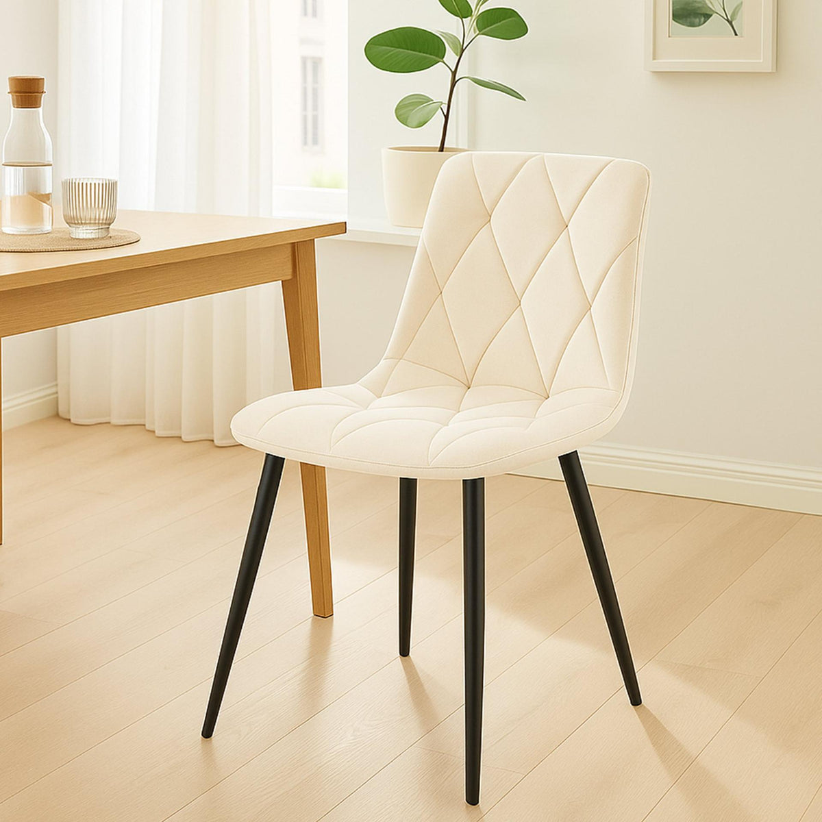 Eetkamerstoel Clairton fluweel Fluweel,creme creme