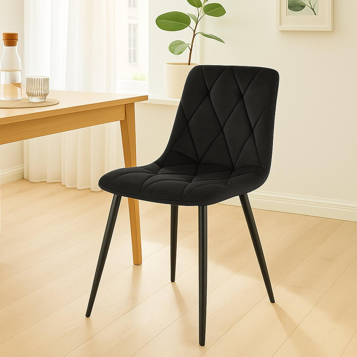 Set van 2 Eetkamerstoelen Clairton zwart,Fluweel schwarz