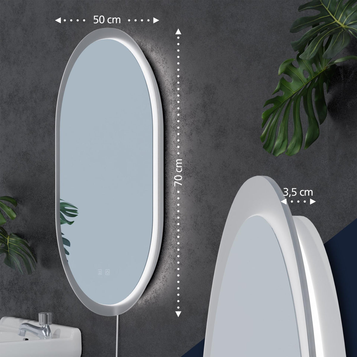 Badkamerspiegel Karishma met Bluetooth klarglas