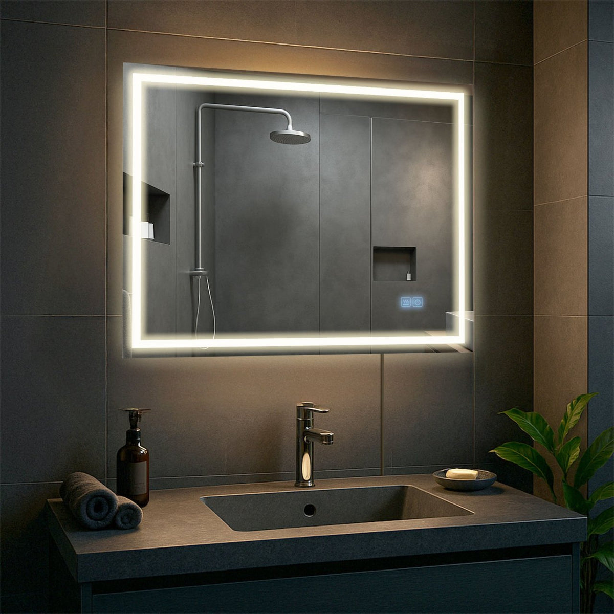 Badkamerspiegel Jaffrey met Bluetooth 60x80 cm klarglas