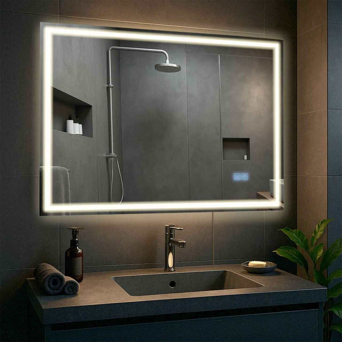 Badkamerspiegel Jaffrey met Bluetooth 70x100 cm klarglas