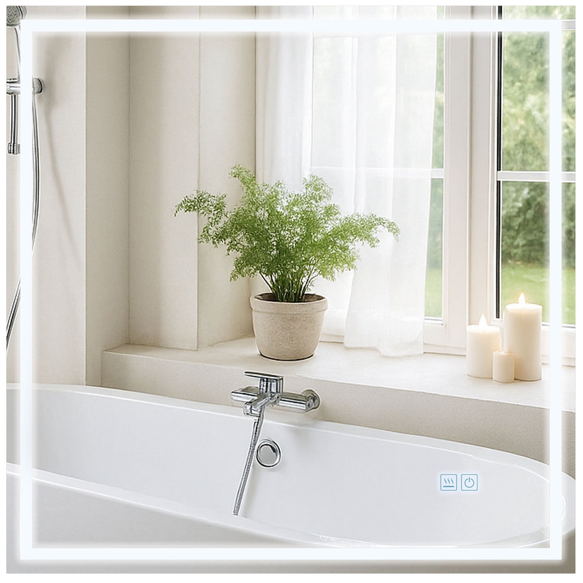 Badkamerspiegel Jaffrey met Bluetooth 80x80 cm klarglas