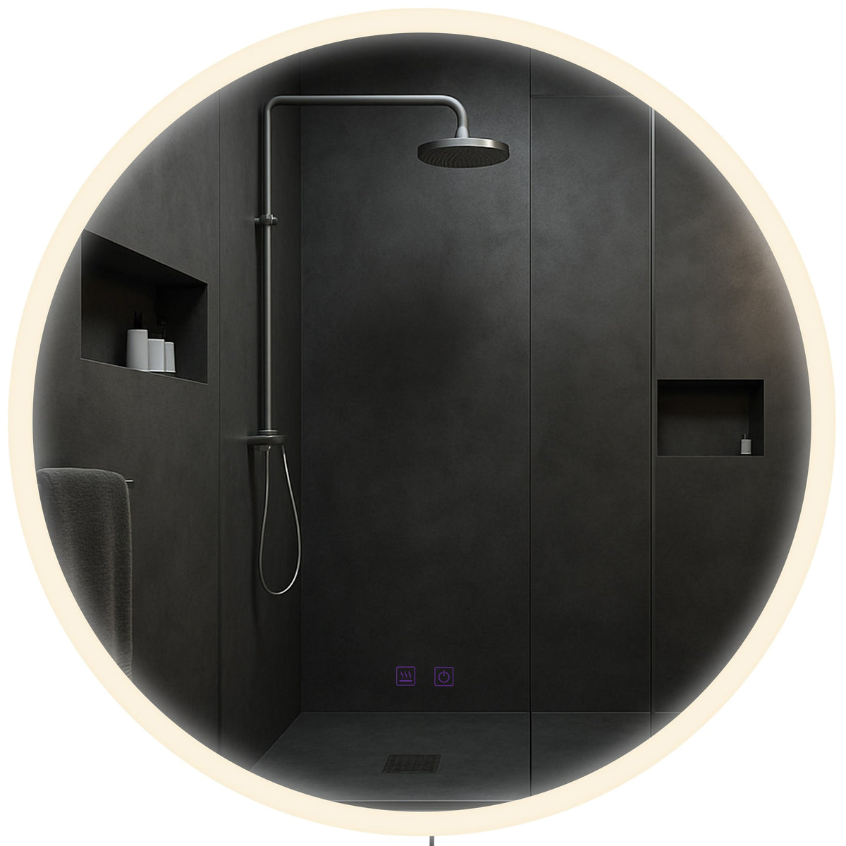 Badkamerspiegel Laconia met Bluetooth Ø 70 klarglas