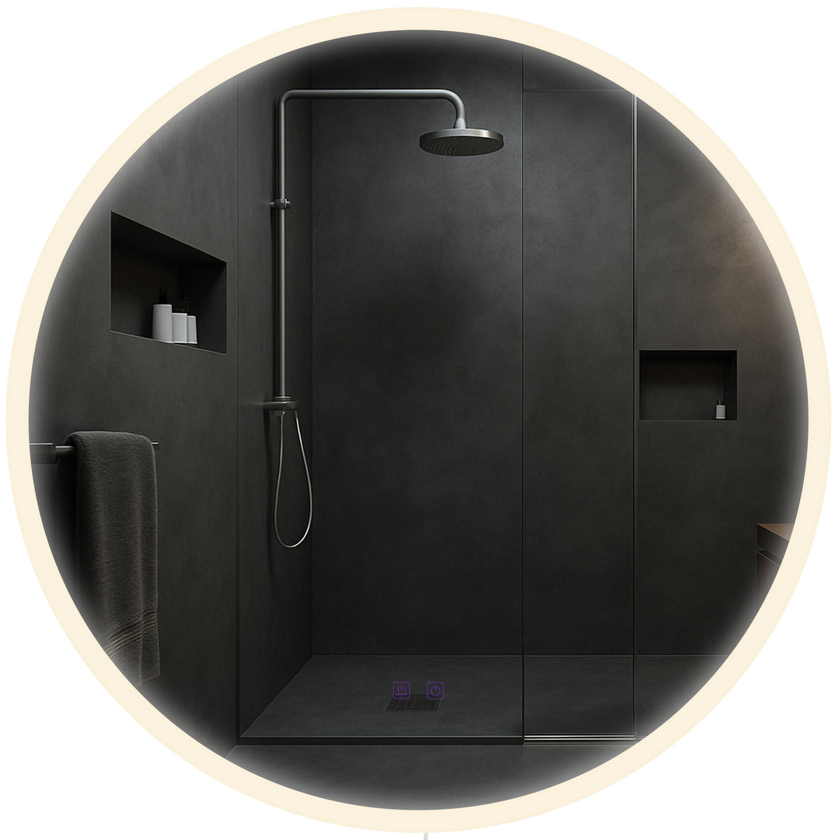 Badkamerspiegel Laconia met Bluetooth Ø 80 klarglas