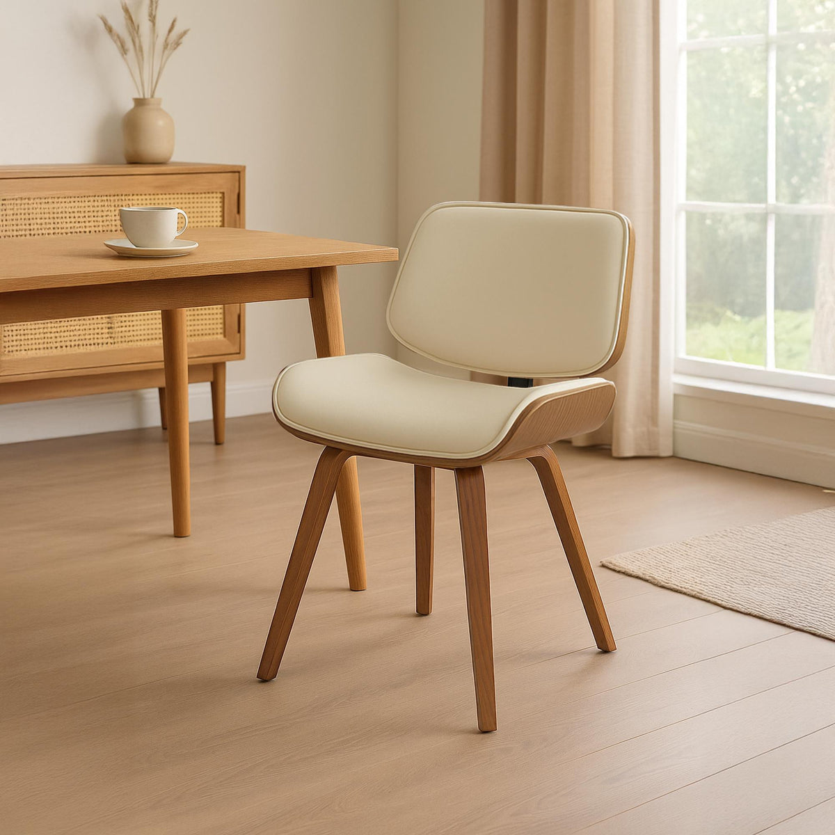 Eetkamerstoel Beverley kunstleer walnoot/creme walnuss/creme