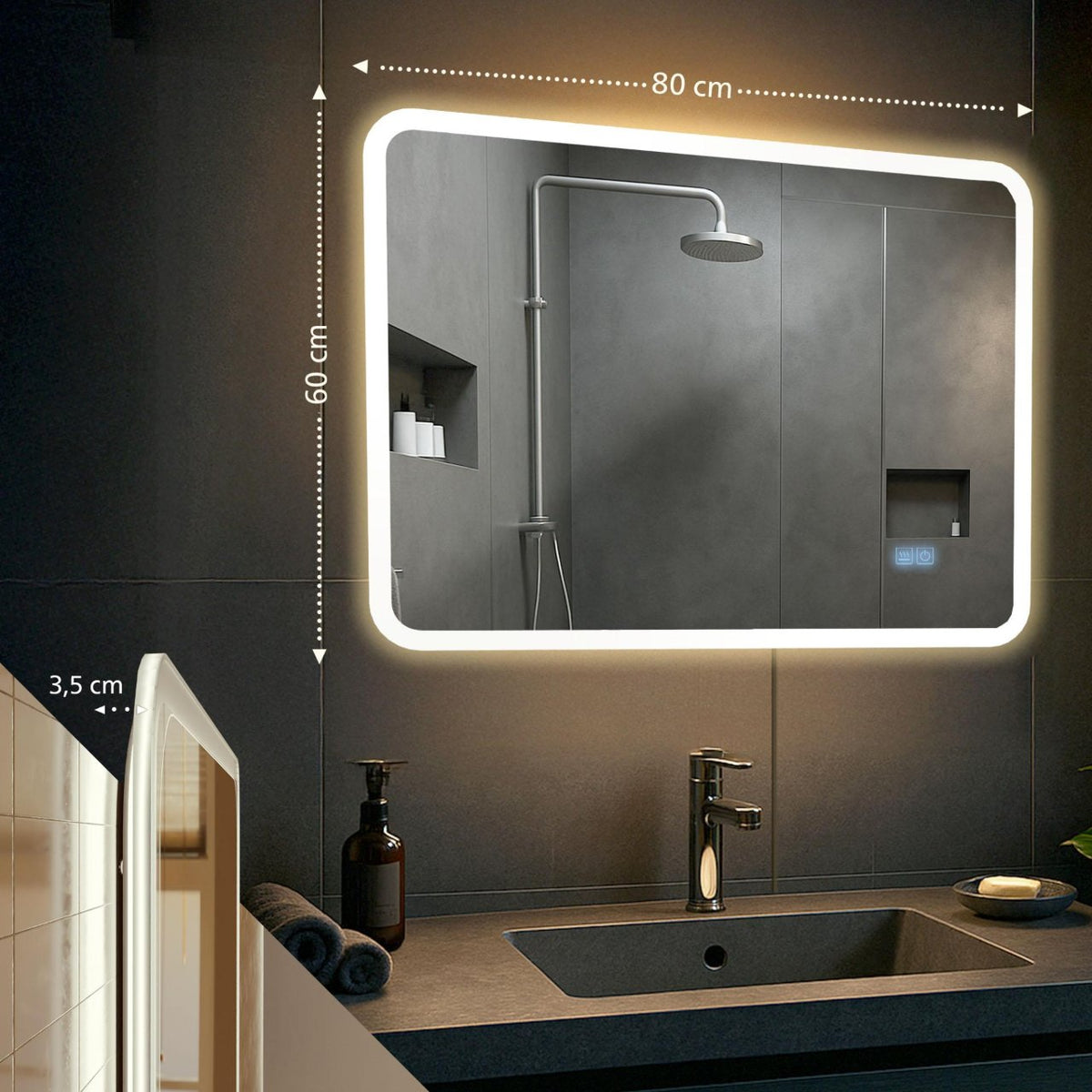 Badkamerspiegel Jericho met Bluetooth 60x80 cm klarglas