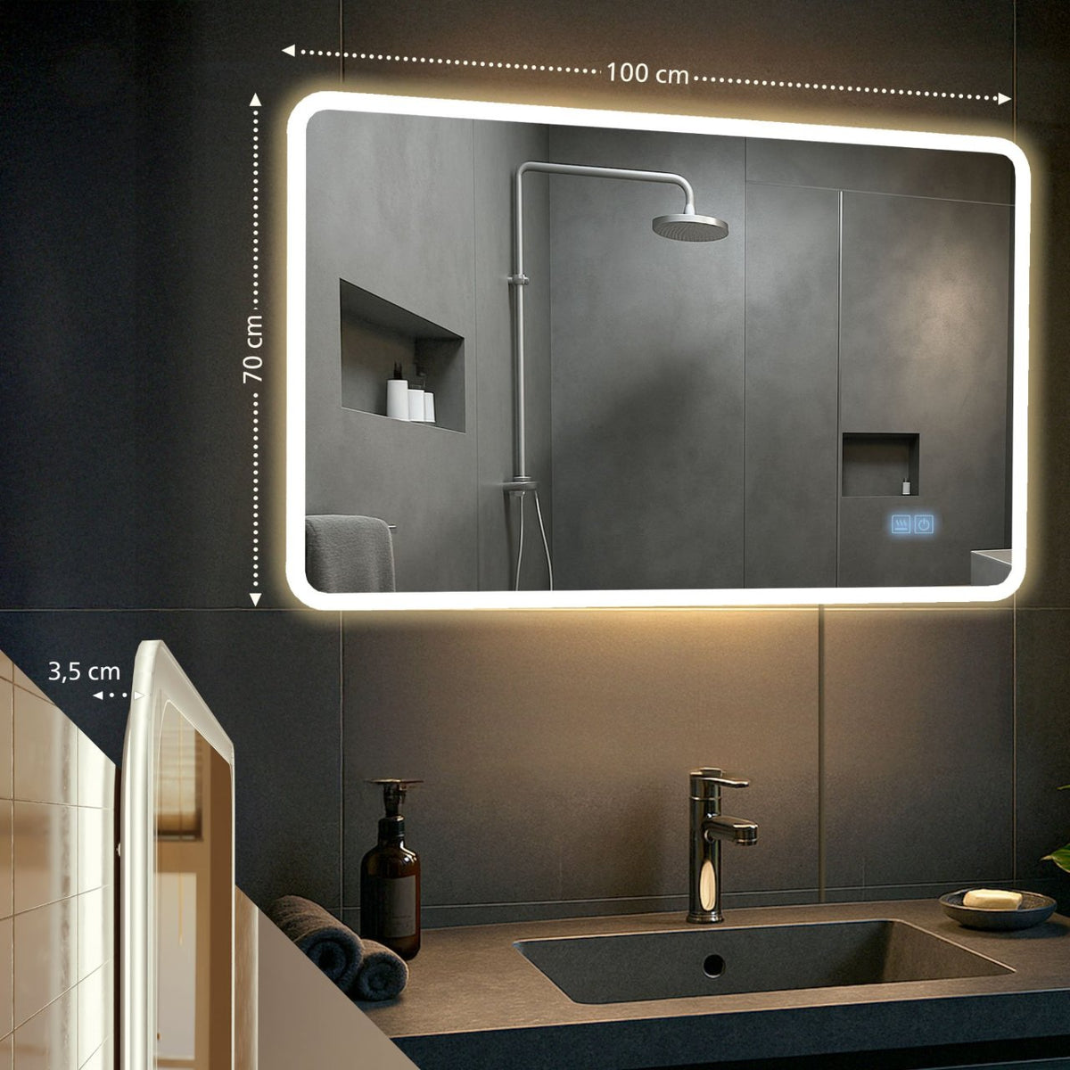 Badkamerspiegel Jericho met Bluetooth 70x100 cm klarglas