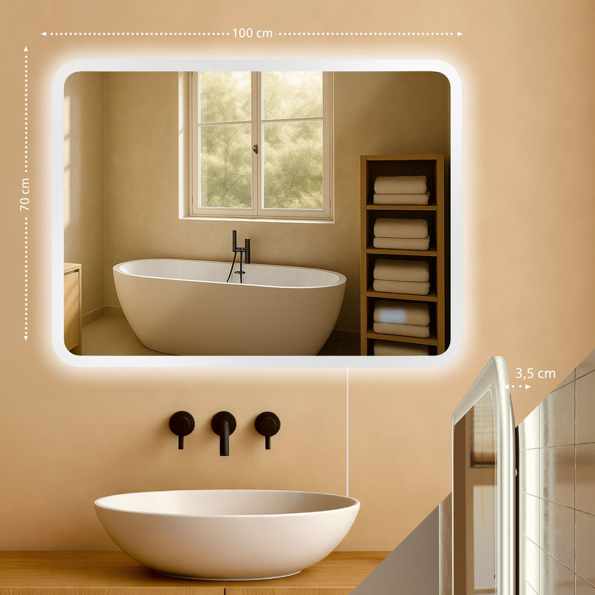 Badkamerspiegel Jericho 70x100 cm klarglas