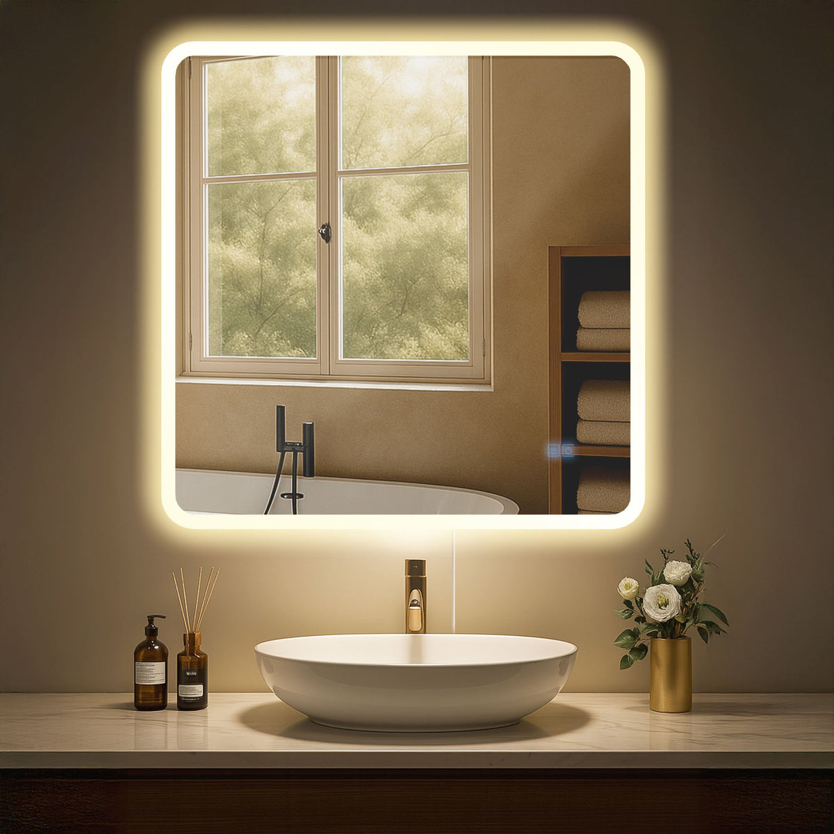 Badkamerspiegel Jericho 80x80 cm klarglas