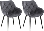 Set van 2 eetkamerstoelen Tanna fluweel donkergrijs dunkelgrau