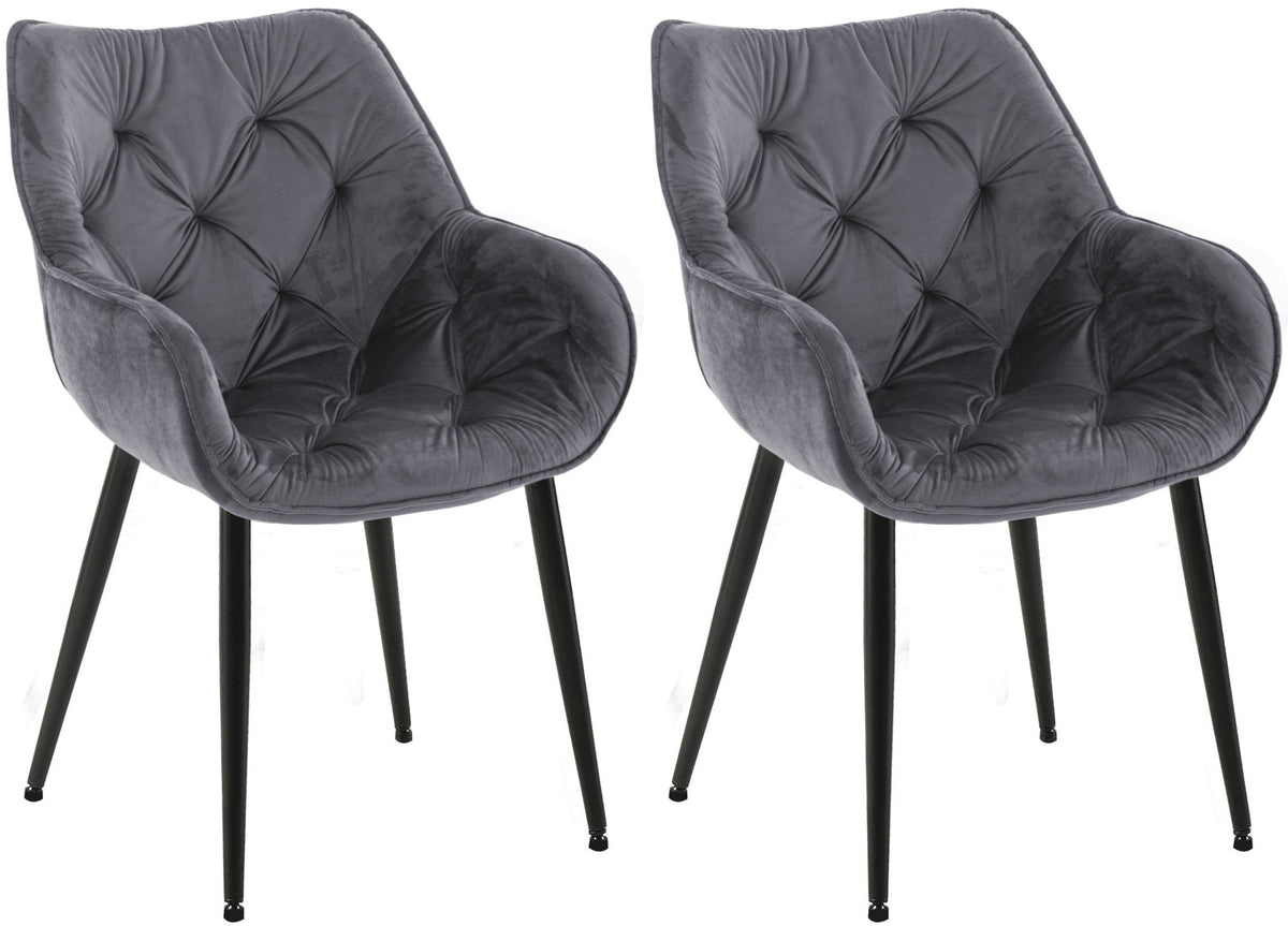 Set van 2 eetkamerstoelen Tanna fluweel donkergrijs dunkelgrau