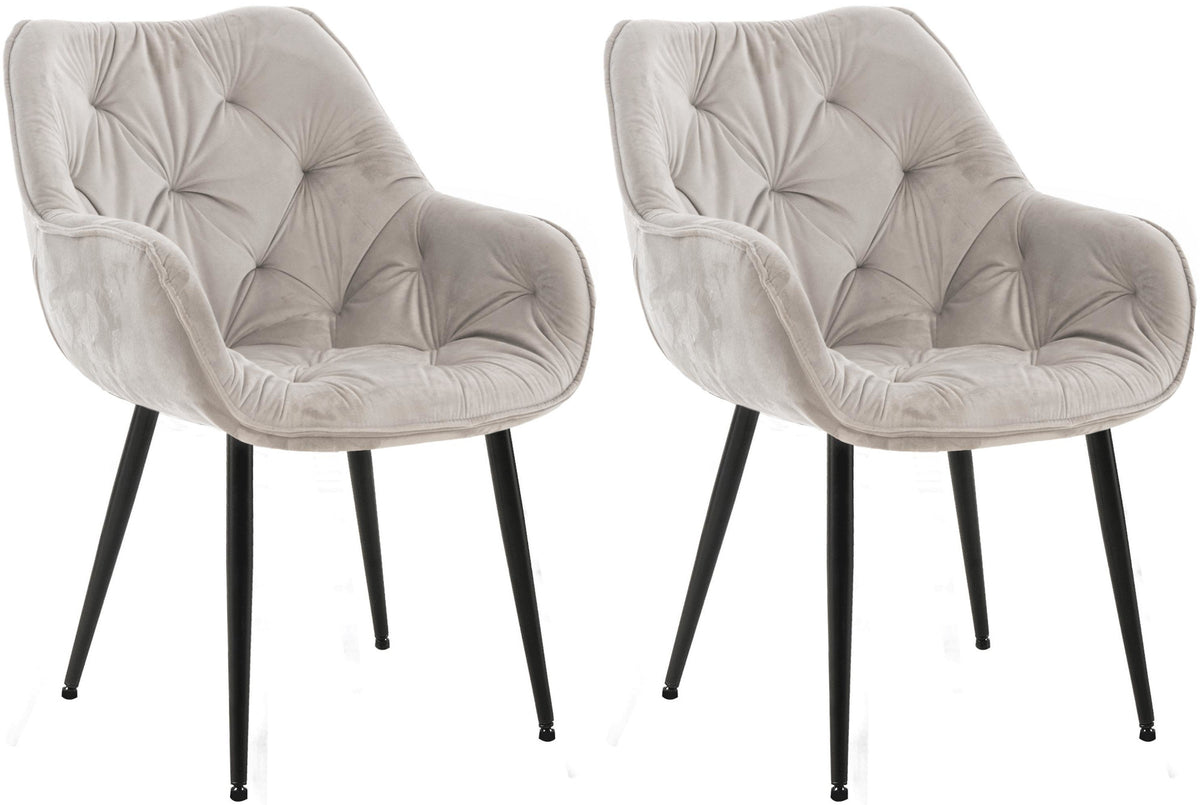 Set van 2 eetkamerstoelen Tanna fluweel grijs grau
