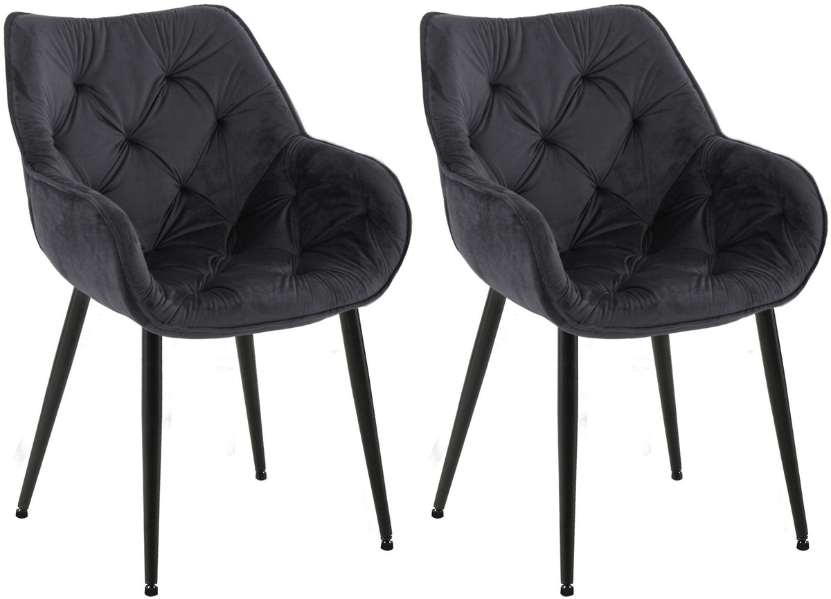 Set van 2 eetkamerstoelen Tanna fluweel zwart schwarz