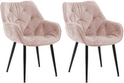 Set van 2 eetkamerstoelen Tanna fluweel roze pink