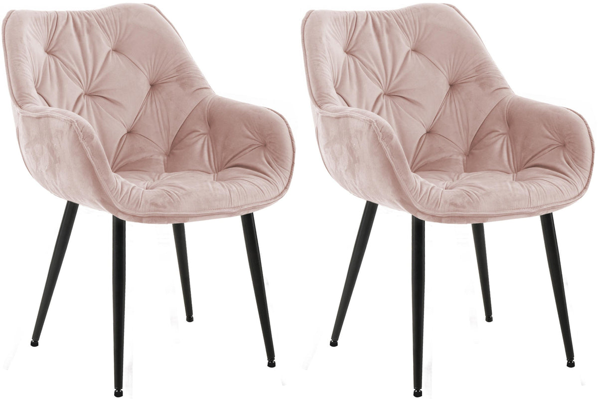Set van 2 eetkamerstoelen Tanna fluweel roze pink