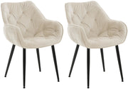 Set van 2 eetkamerstoelen Tanna fluweel creme creme
