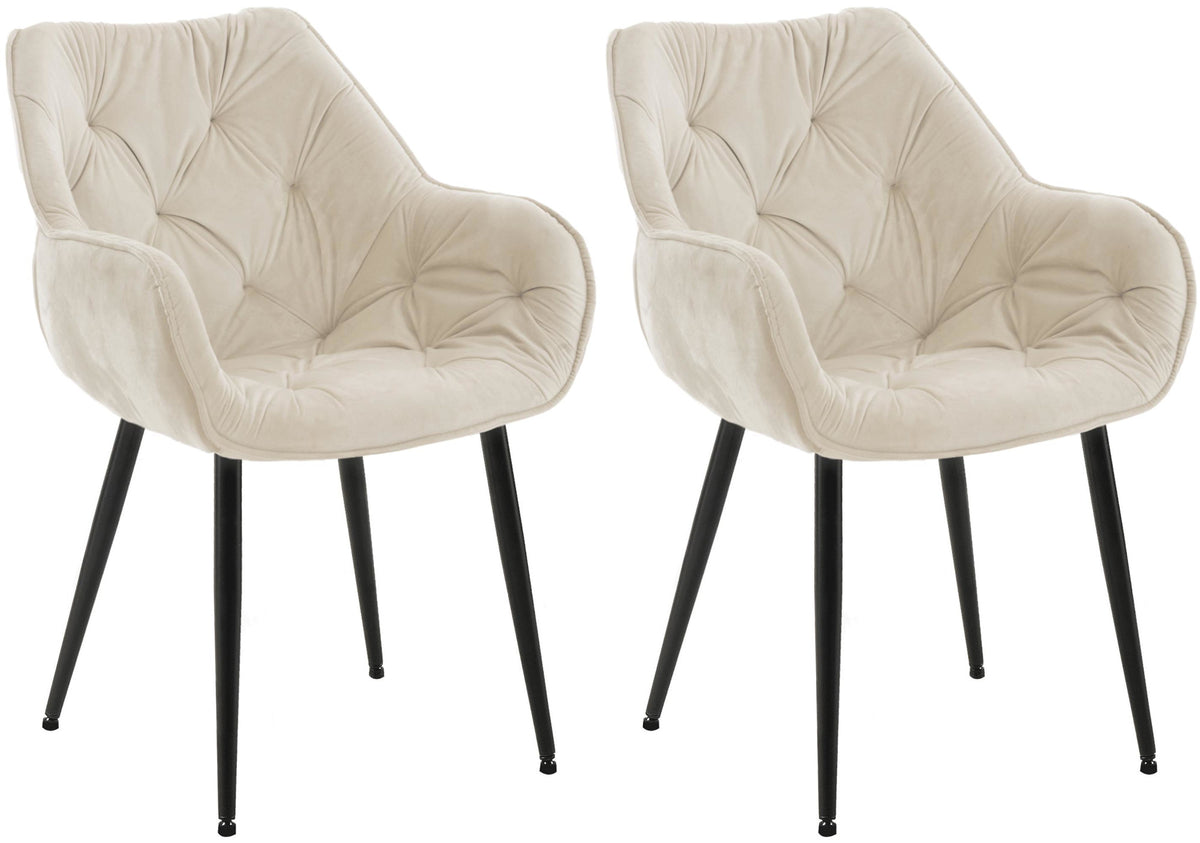 Set van 2 eetkamerstoelen Tanna fluweel creme creme