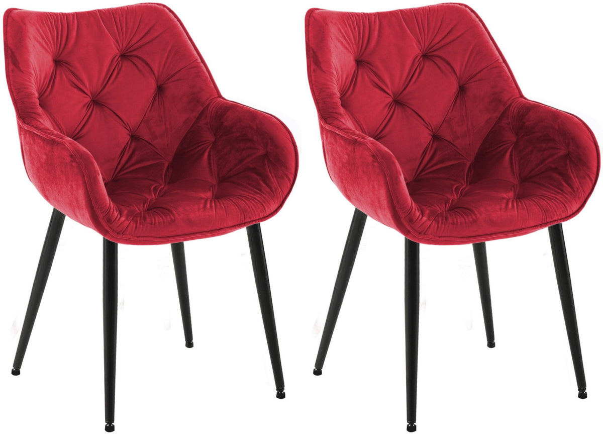 Set van 2 eetkamerstoelen Tanna fluweel rood rot