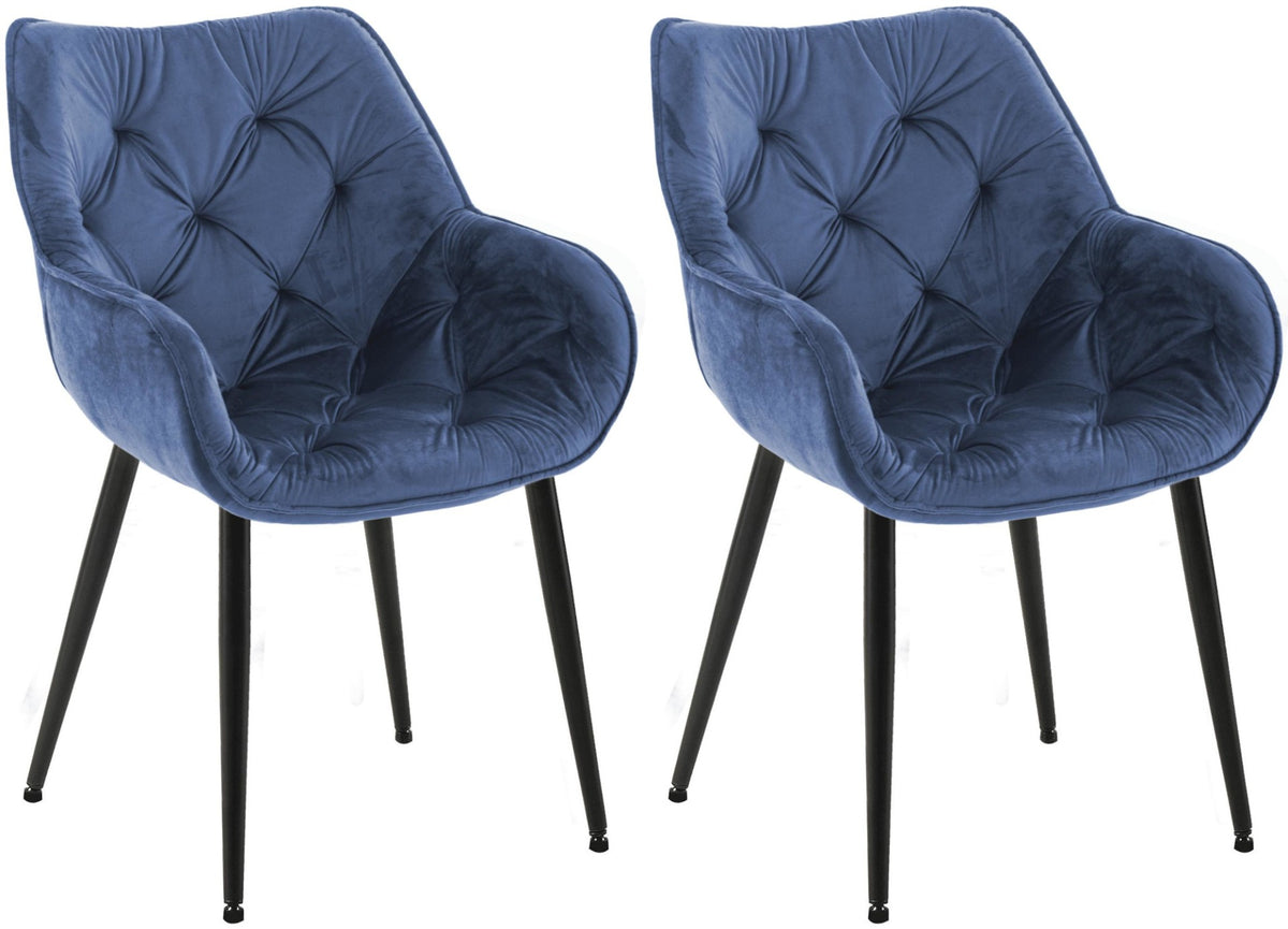Set van 2 eetkamerstoelen Tanna fluweel blauw blau