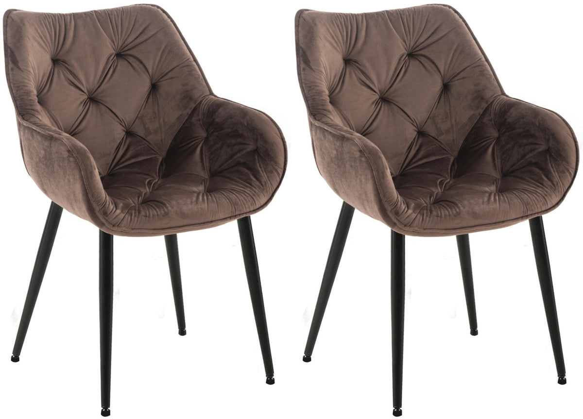 Set van 2 eetkamerstoelen Tanna fluweel bruin braun