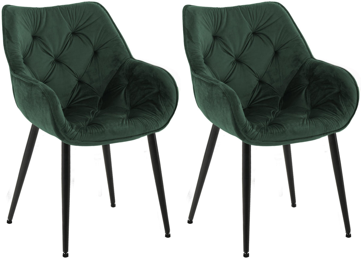 Set van 2 eetkamerstoelen Tanna fluweel groen grün