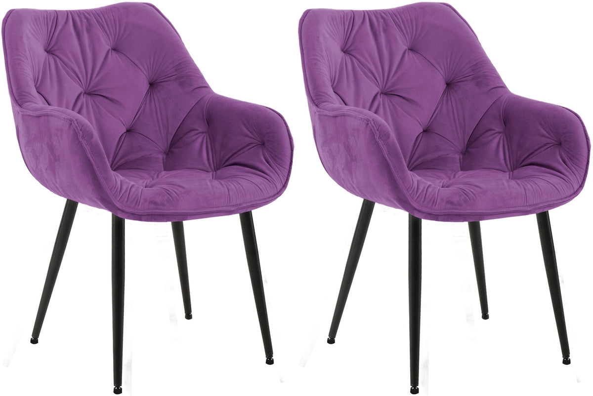 Set van 2 eetkamerstoelen Tanna fluweel purper lila