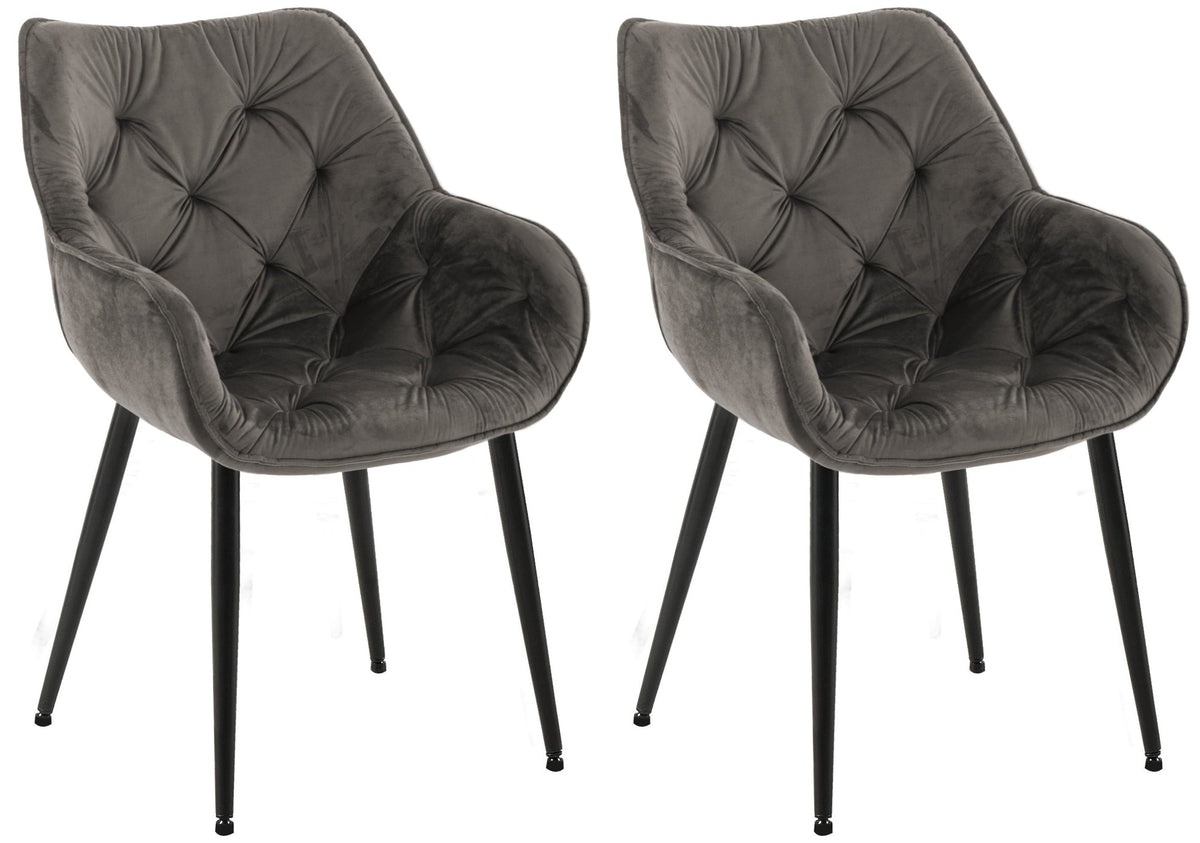 Set van 2 eetkamerstoelen Tanna fluweel antraciet anthrazit