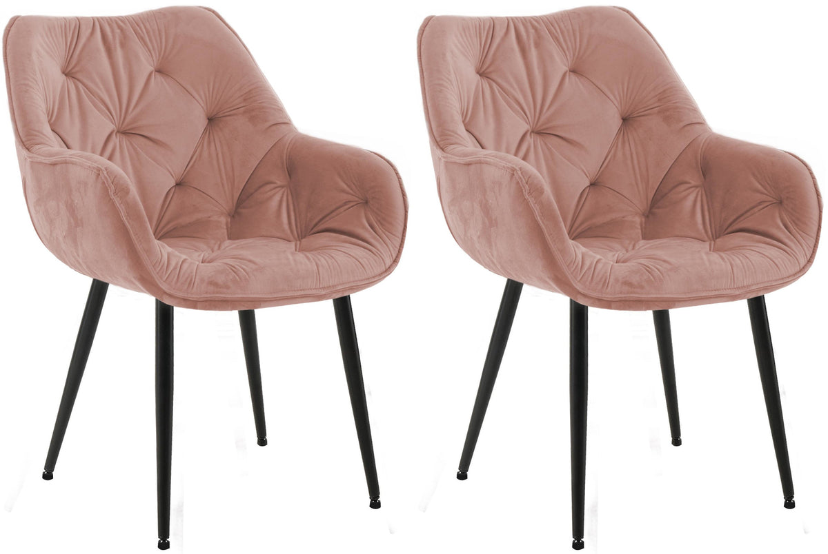 Set van 2 eetkamerstoelen Tanna fluweel rosa rosa