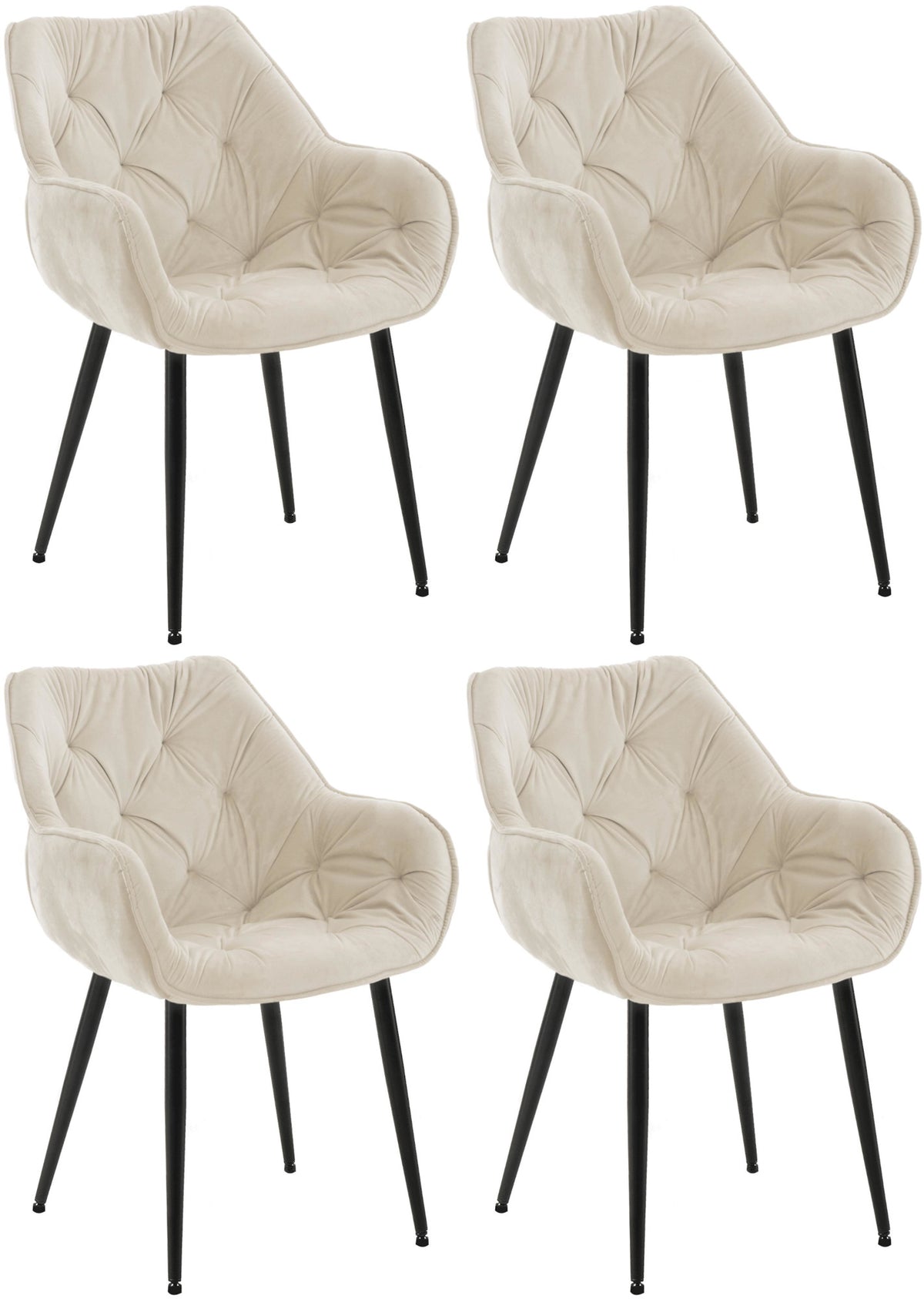 Set van 4 eetkamerstoelen Tanna creme creme