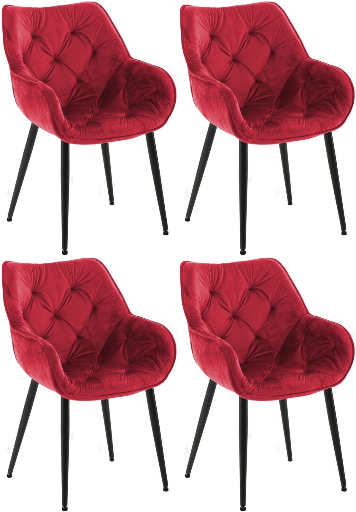 Set van 4 eetkamerstoelen Tanna rood rot