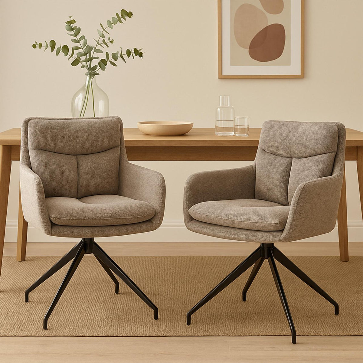 Set van 2 eetkamerstoelen Somers stof taupe taupe