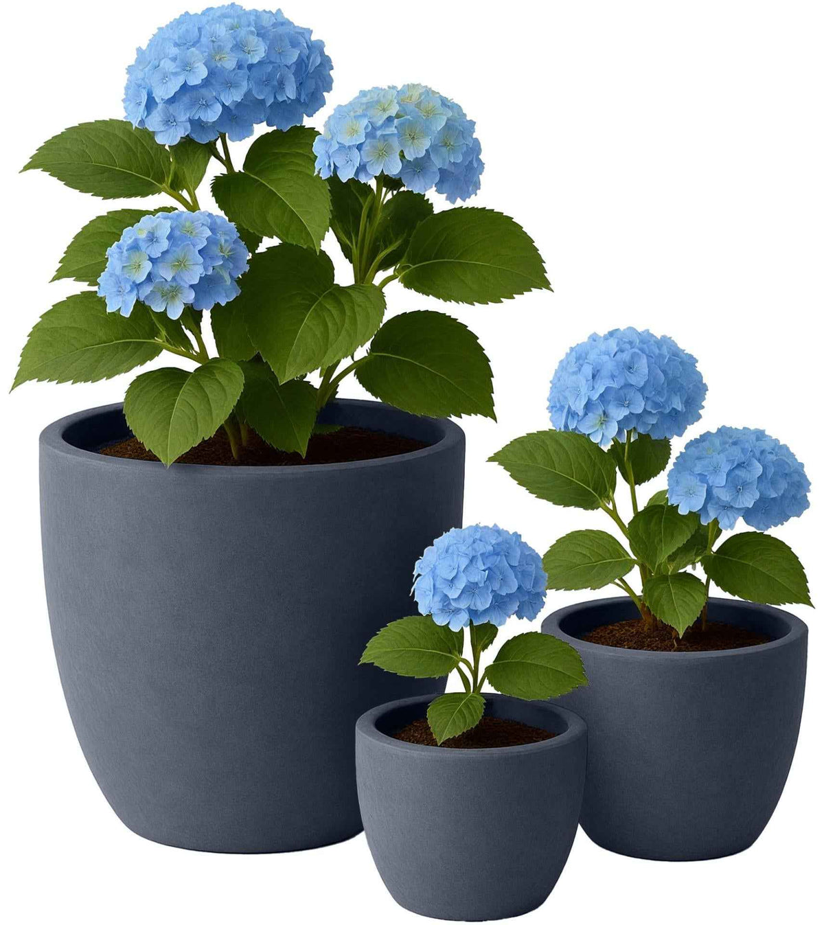Set van 3 ronde plantenbakken 1 antraciet anthrazit