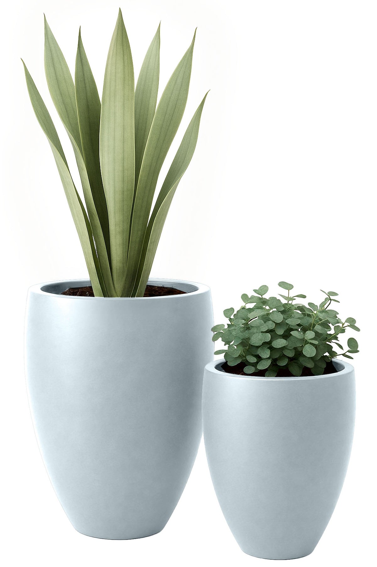 Set van 2 ronde plantenbakken 2 grijs grau