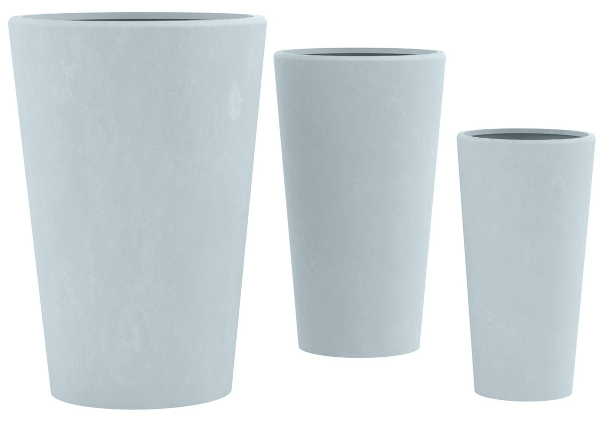 Set van 3 ronde bloempotten grijs grau