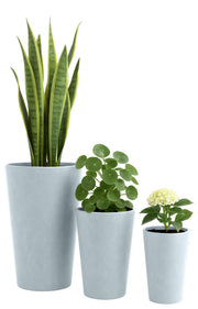 Set van 3 ronde bloempotten grijs grau