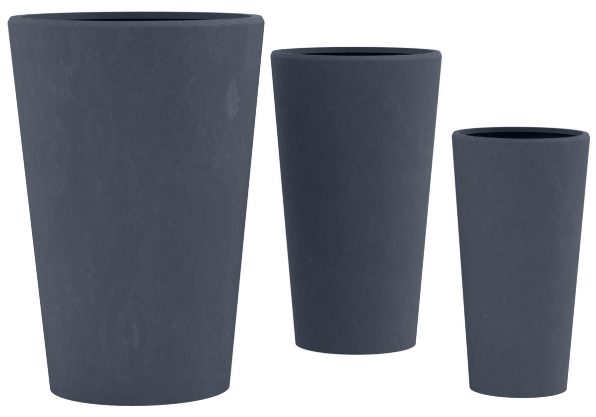Set van 3 ronde bloempotten antraciet anthrazit
