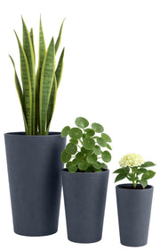 Set van 3 ronde bloempotten antraciet anthrazit